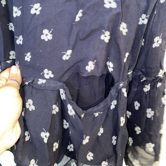 Hall Huber Blue White Floral Viscose Dress Size US 10 - Picture 7 of 10